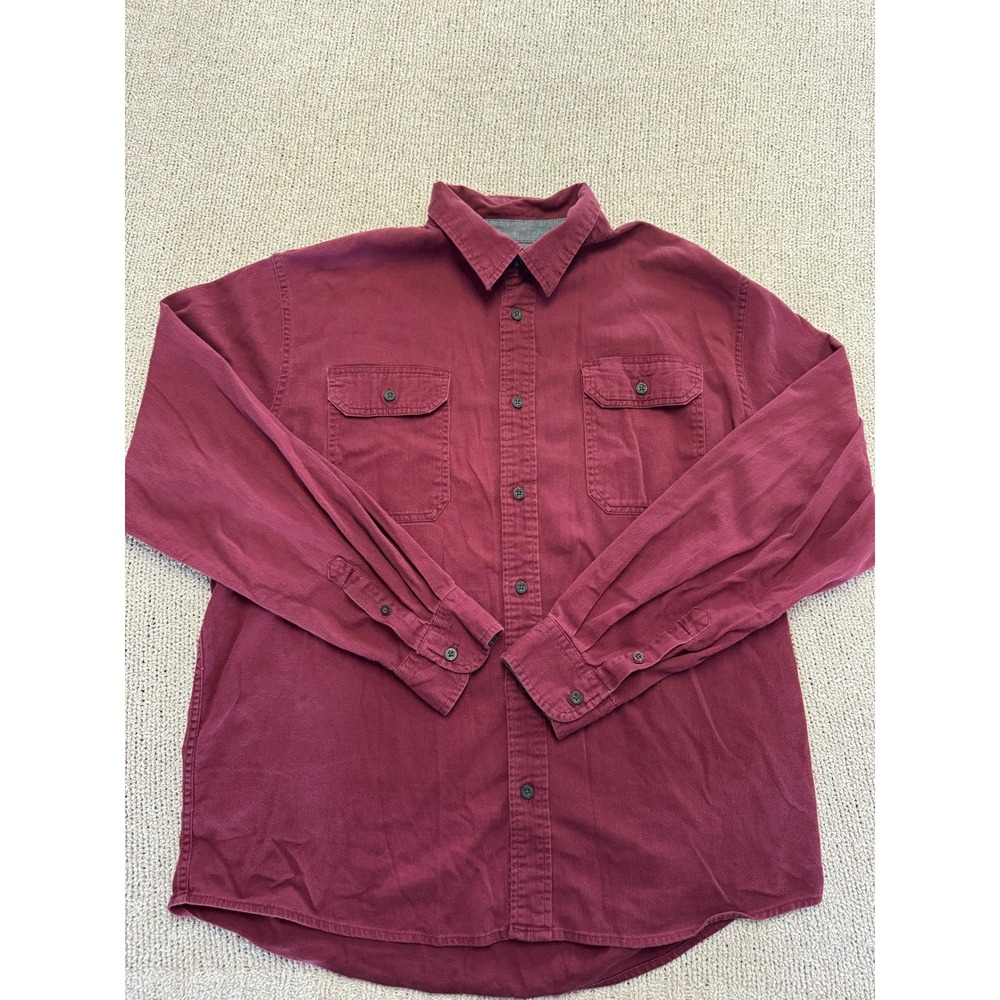 Wrangler Flex for Comfort Mens Large Burgundy Long Sleeve Button Down HLB1SWR